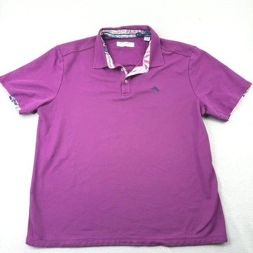 Tommy Bahama IslandZone Polo Shirt Mens XL Purple Cotton Tropical Beach Resort